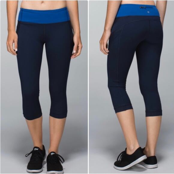 Lululemon Athletica Women’s Crop Illumina Pull On Leggings Inkwell Navy Size‎ 4 - Picture 1 of 8
